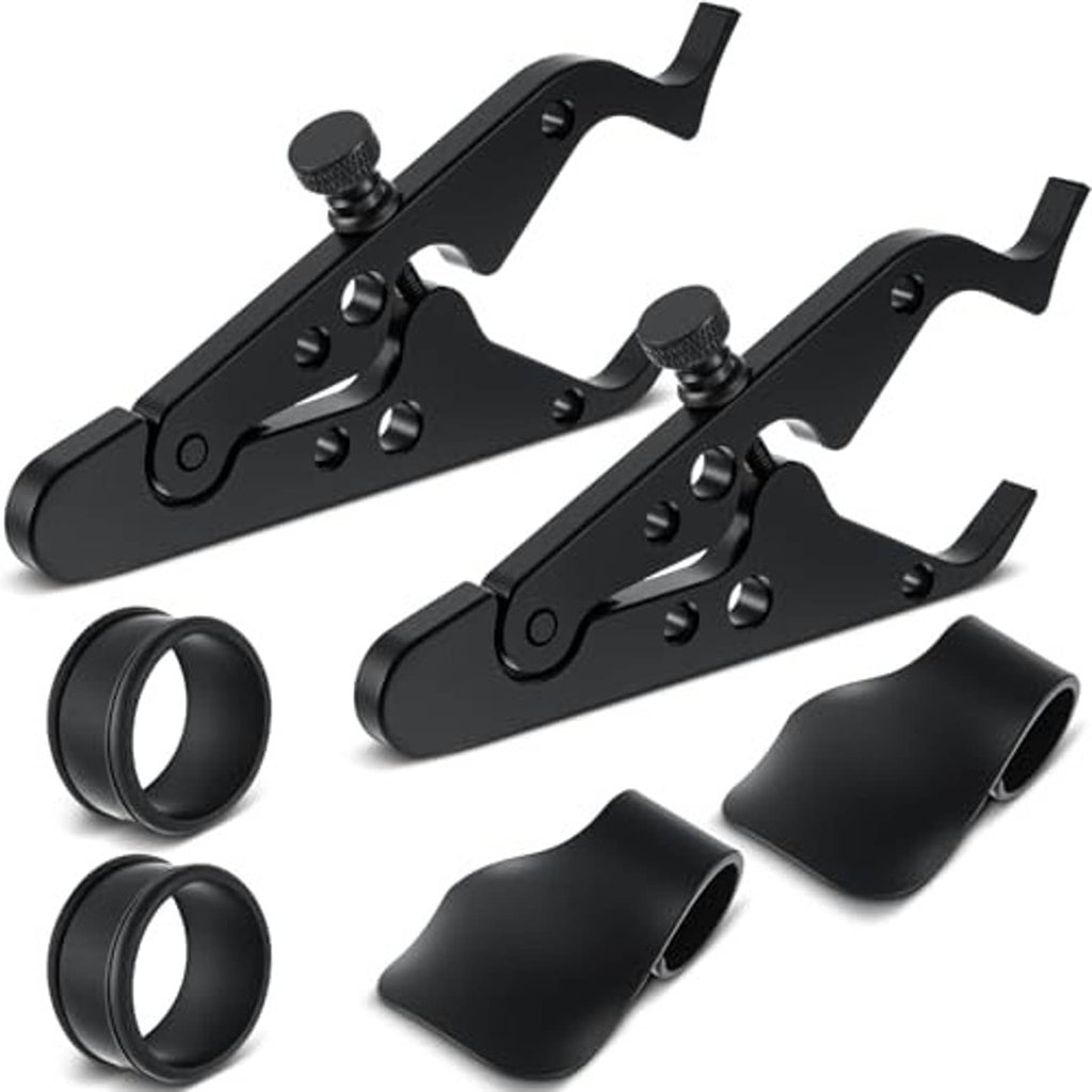 Black motorcycle throttle lock clamp set with two silicone grip rings