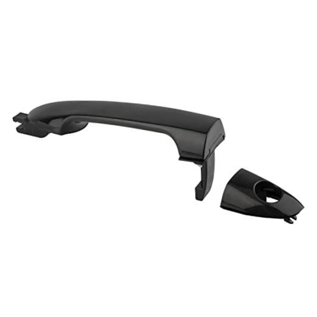 Black exterior door handle with key cylinder cover, front left driver side