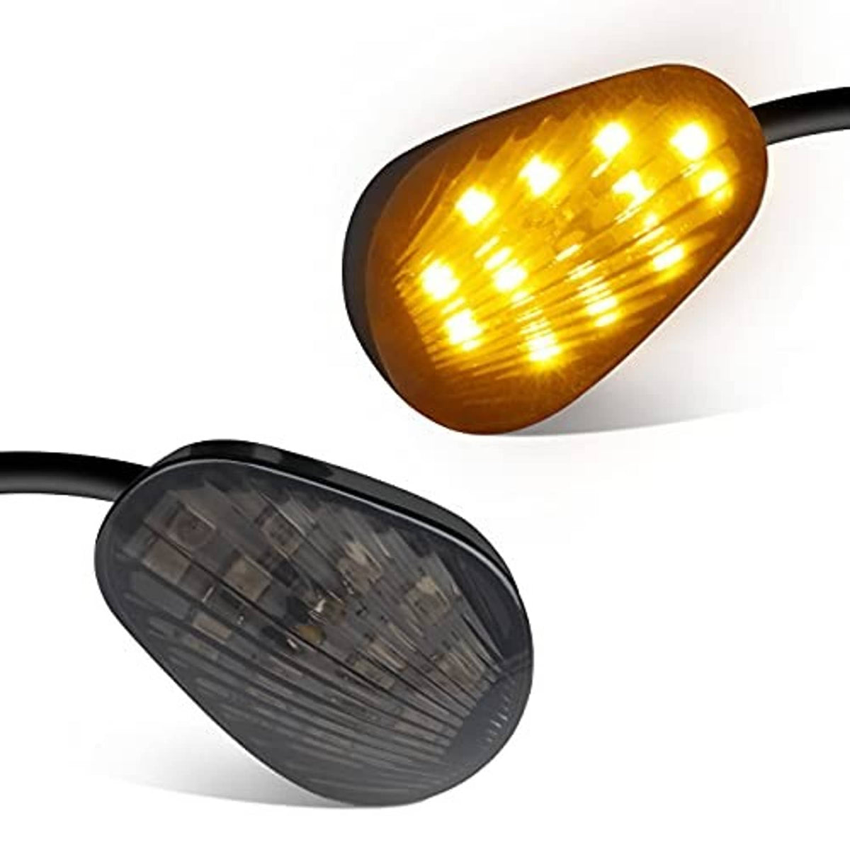Smoked-lens LED flush-mount motorcycle turn signal with amber lens light
