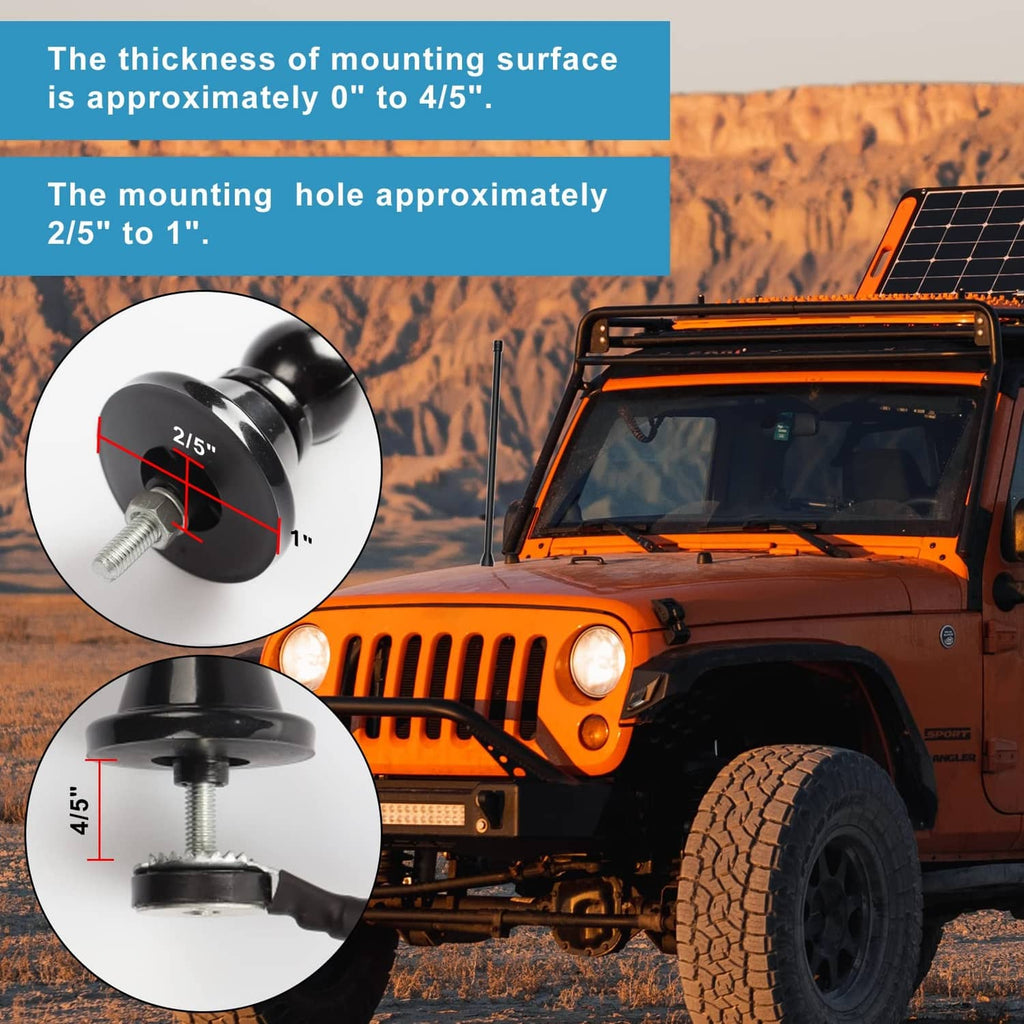 Marine antenna mounting base with threaded stud and rubber gasket