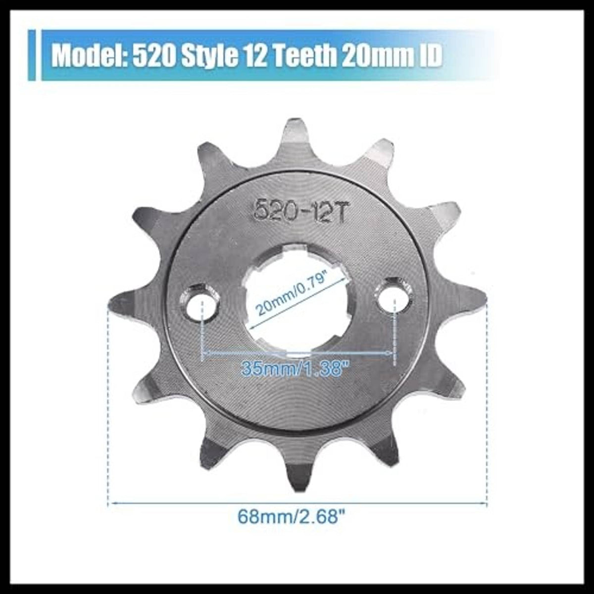 Steel 12-tooth sprocket with 520-12T marking and circular mounting hub