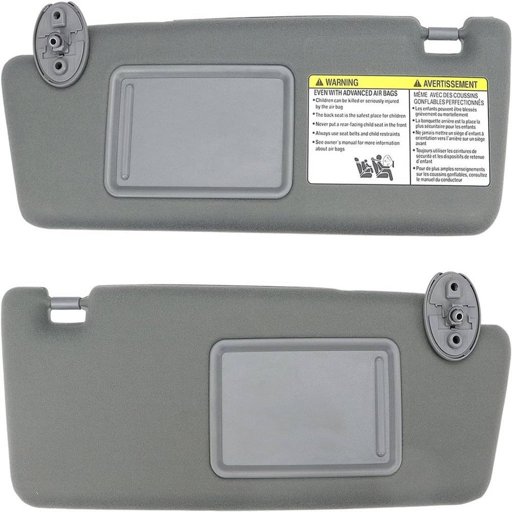 Gray sun visor set showing front panels and side mounting brackets