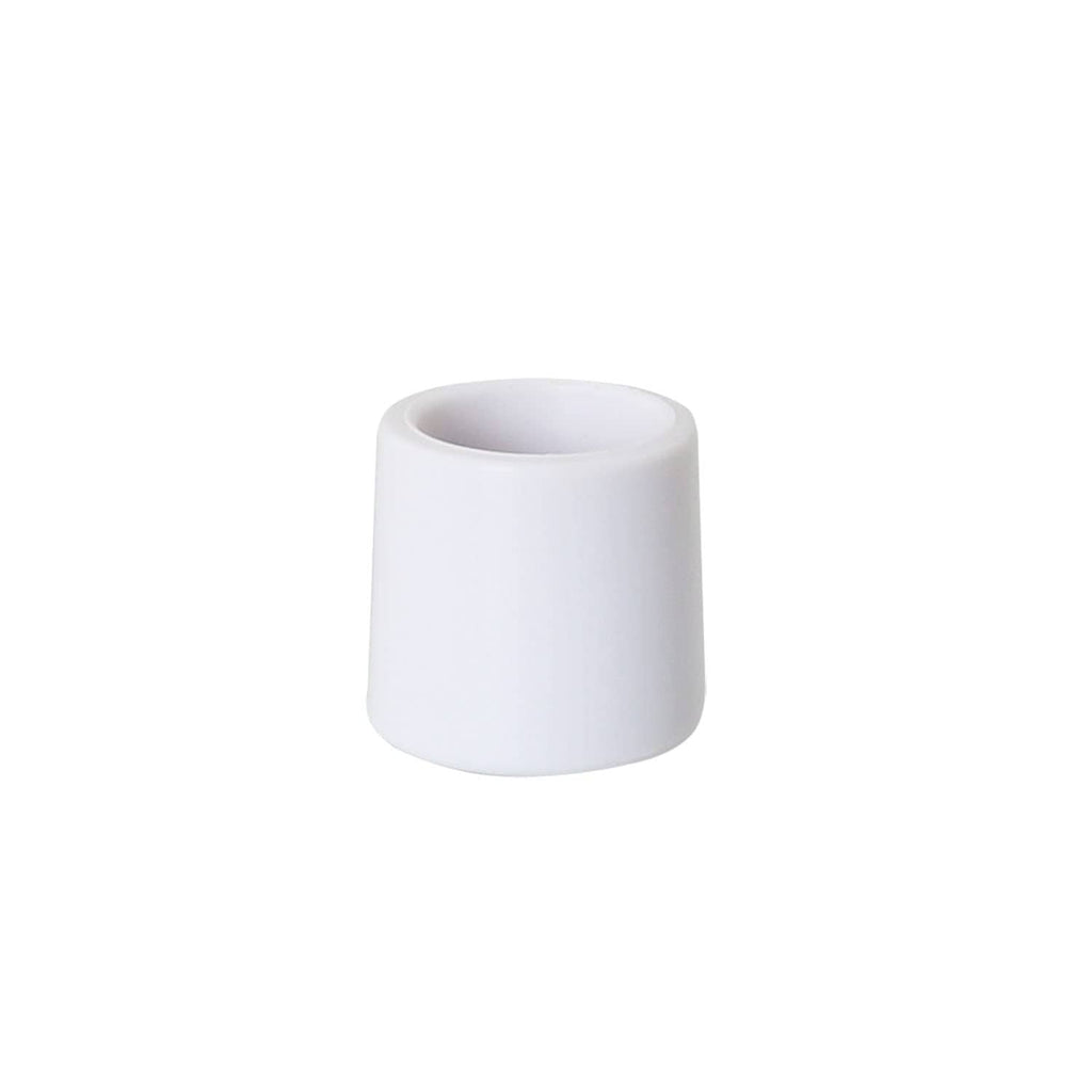 White rubber door stop bumper tip, round cylindrical cap with open hole