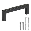 Modern square cabinet pull handle, matte black, with mounting screws included