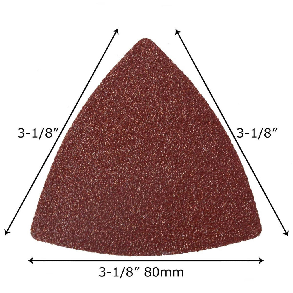 Triangular sanding pad, 3-1/8 in (80mm), reddish brown abrasive surface