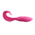 Pink realistic soft fishing bait worm with textured body and curled tail