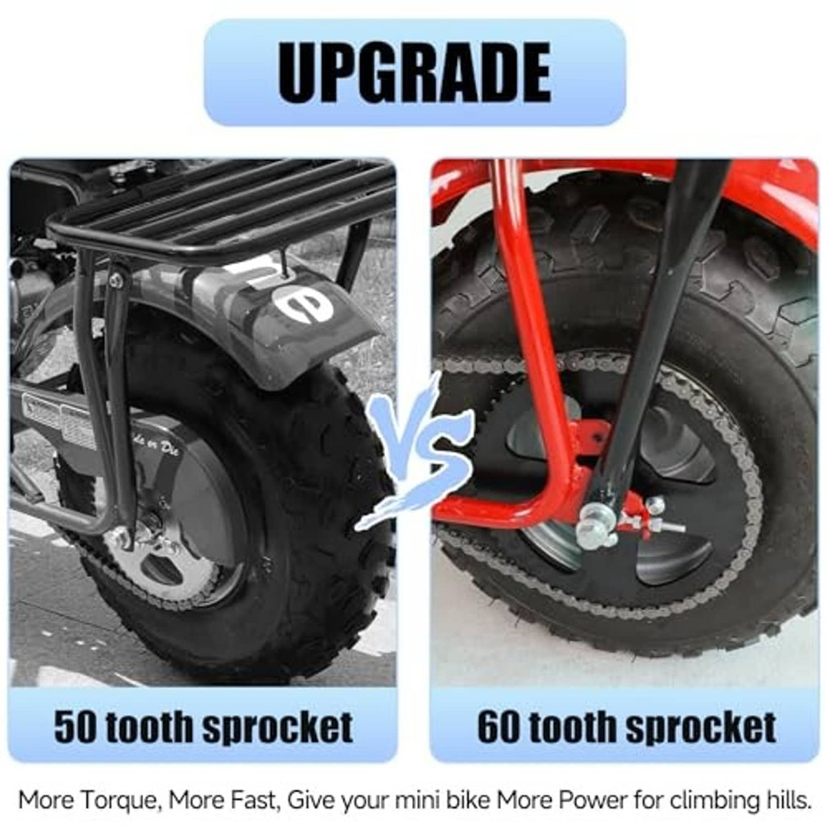 Black 60-tooth 420 rear sprocket for mini bike wheel