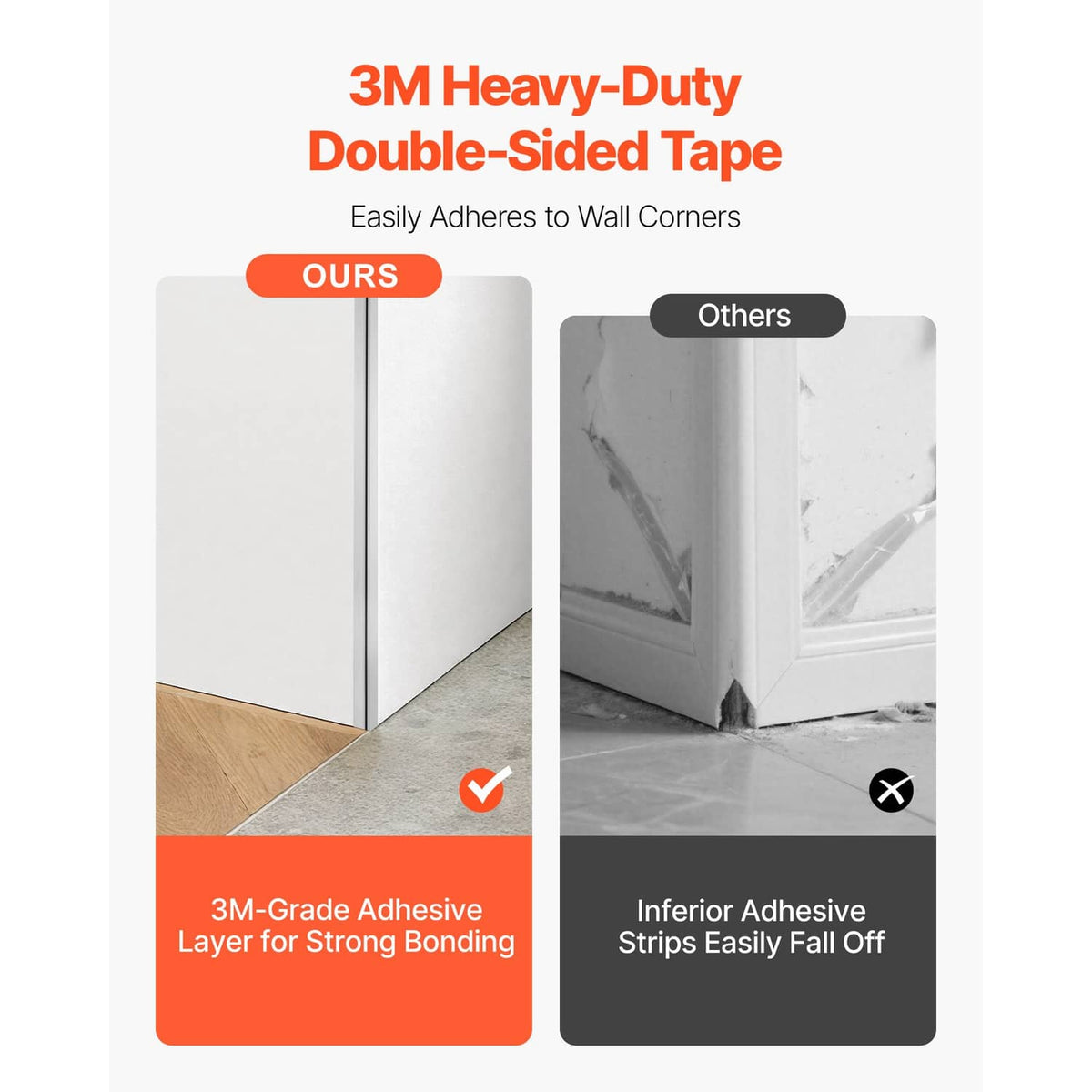 Self-adhesive stainless steel corner guards with double-sided tape backing