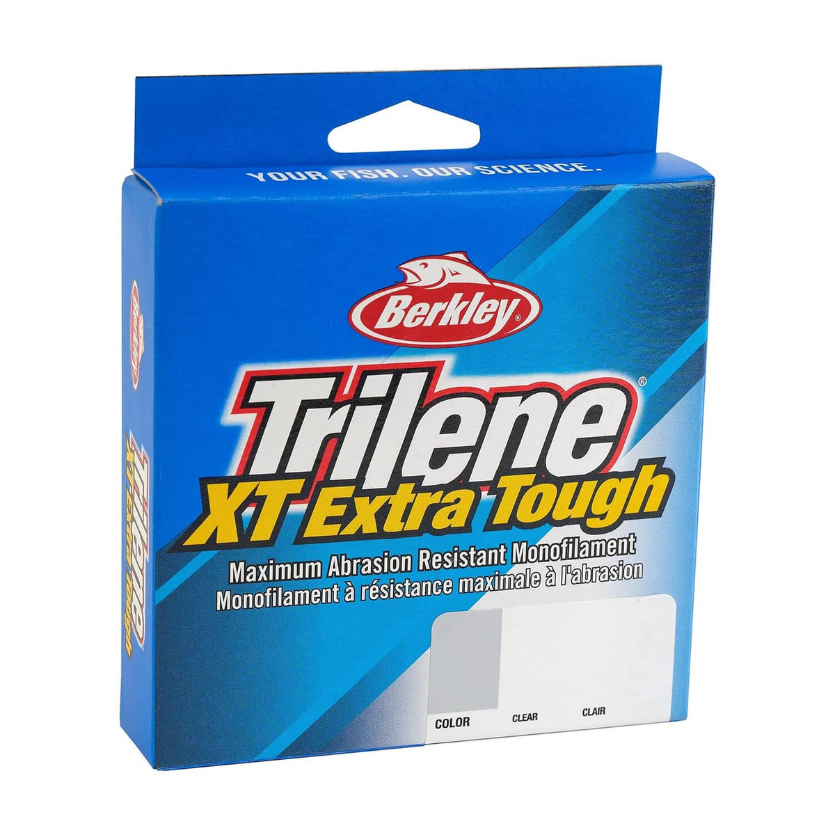Berkley Triline XT Extra Tough monofilament fishing line box, front view
