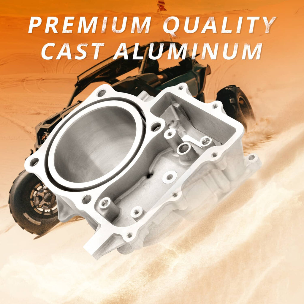 Cast aluminum cylinder head assembly with piston and piston ring set