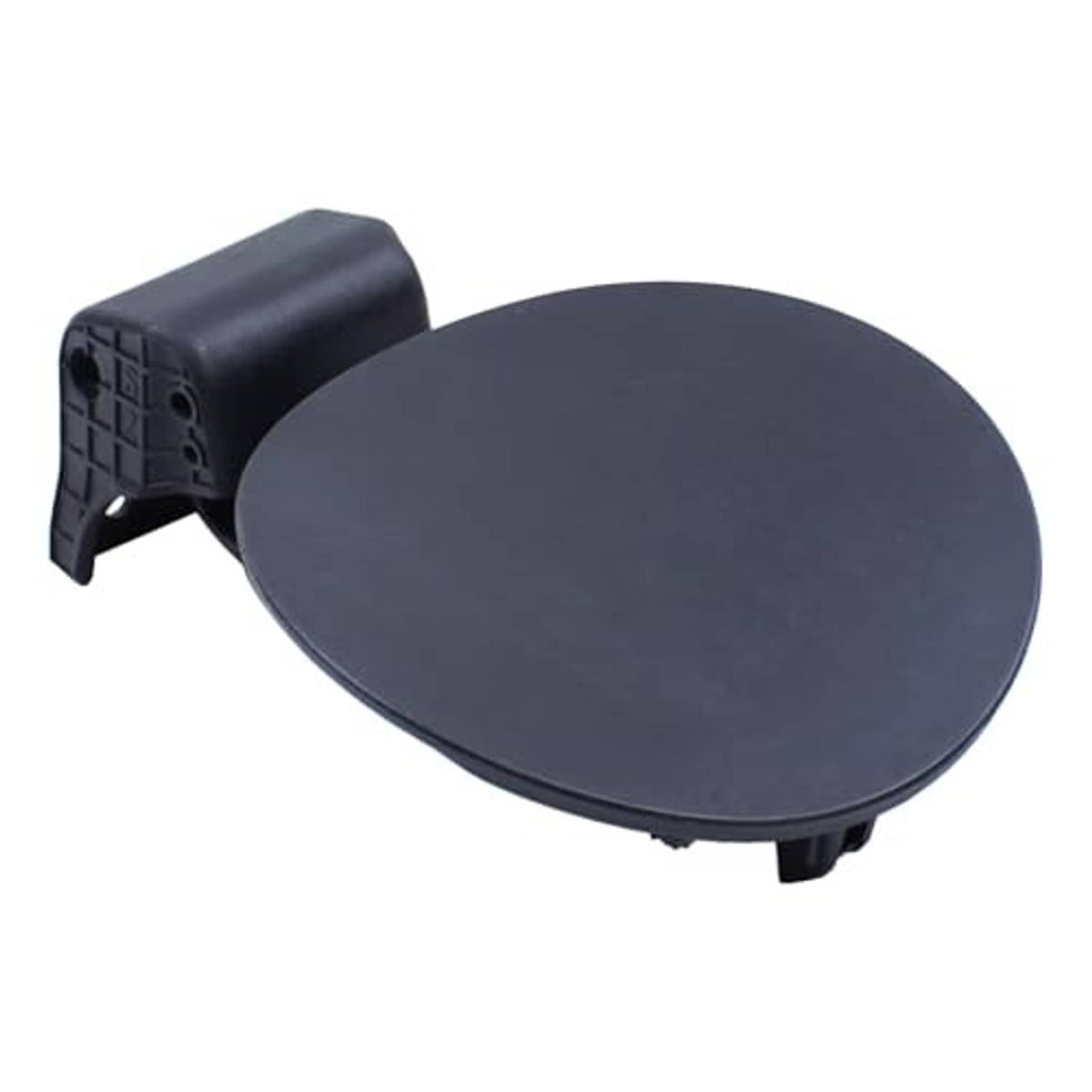 Fuel filler door cover, round top with black mounting clip and snap pegs