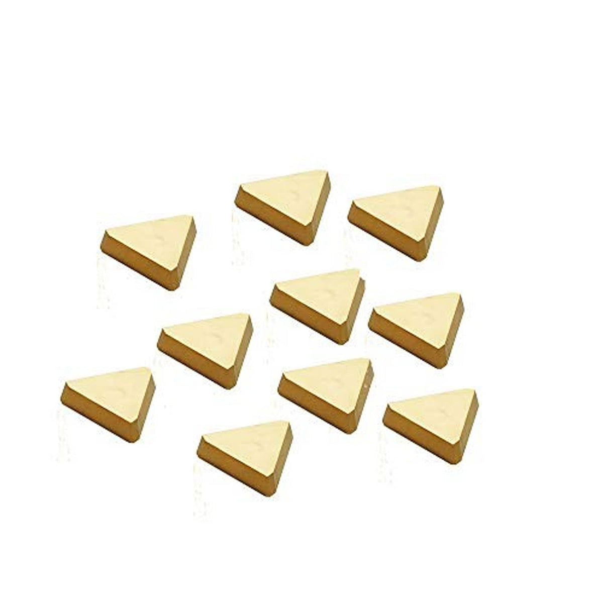 Triangular carbide milling inserts, gold coated tips, small grouped arrangement