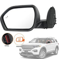 Heated power folding side mirror, left driver side, black housing