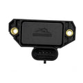 Black ignition control module with side mounting brackets and multi-pin wiring connector