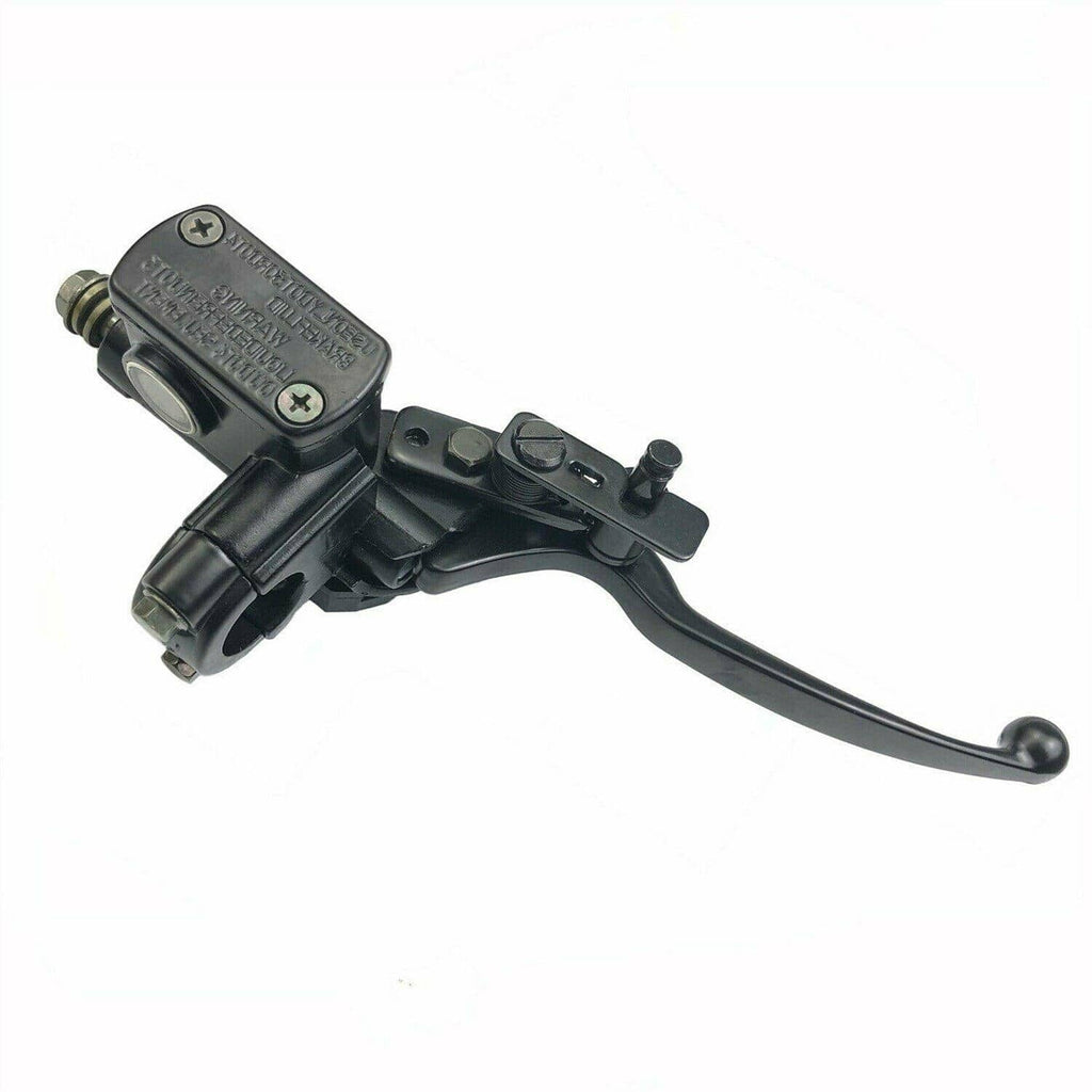 Right handlebar brake master cylinder lever, black, with mounting bracket and reservoir