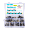 Electric motor carbon brush set in clear organizer box, multiple black brushes