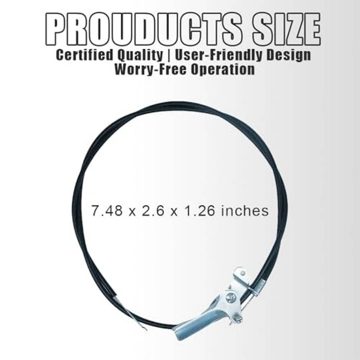 Black throttle control cable with silver handle lever and blue mounting bracket