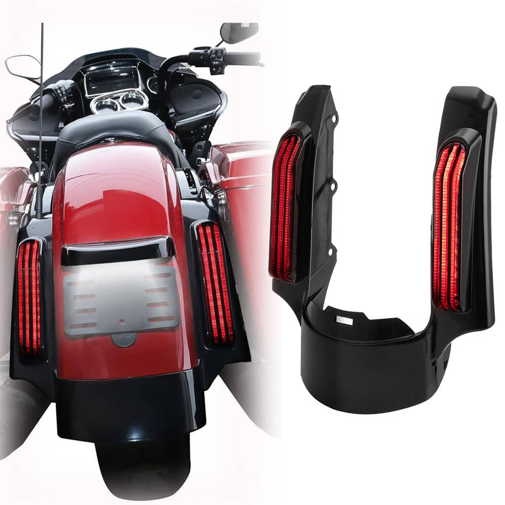 Rear fender fascia light kit with black housings and vertical red LED brake/turn signals