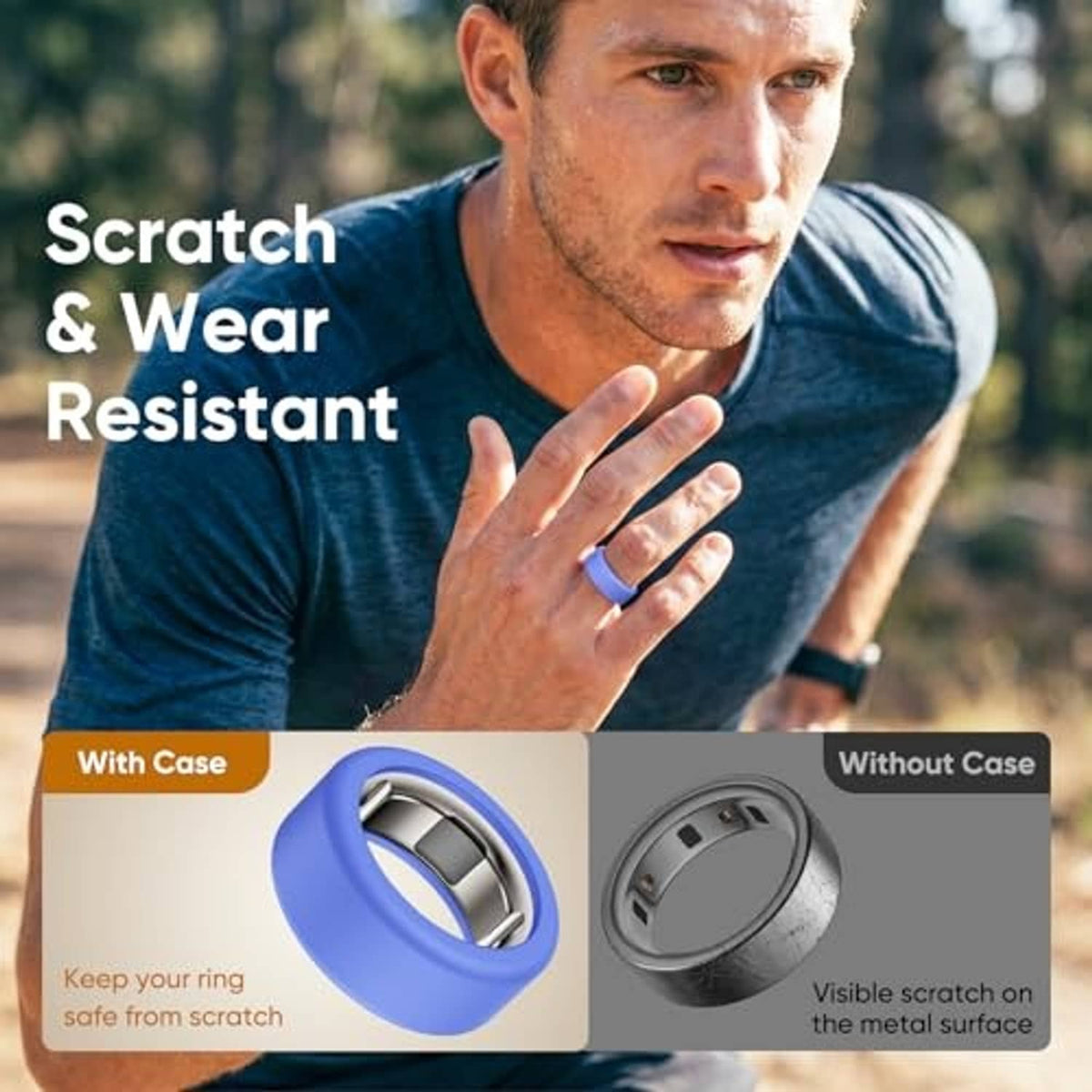 Blue silicone ring cover with inner metal contact window