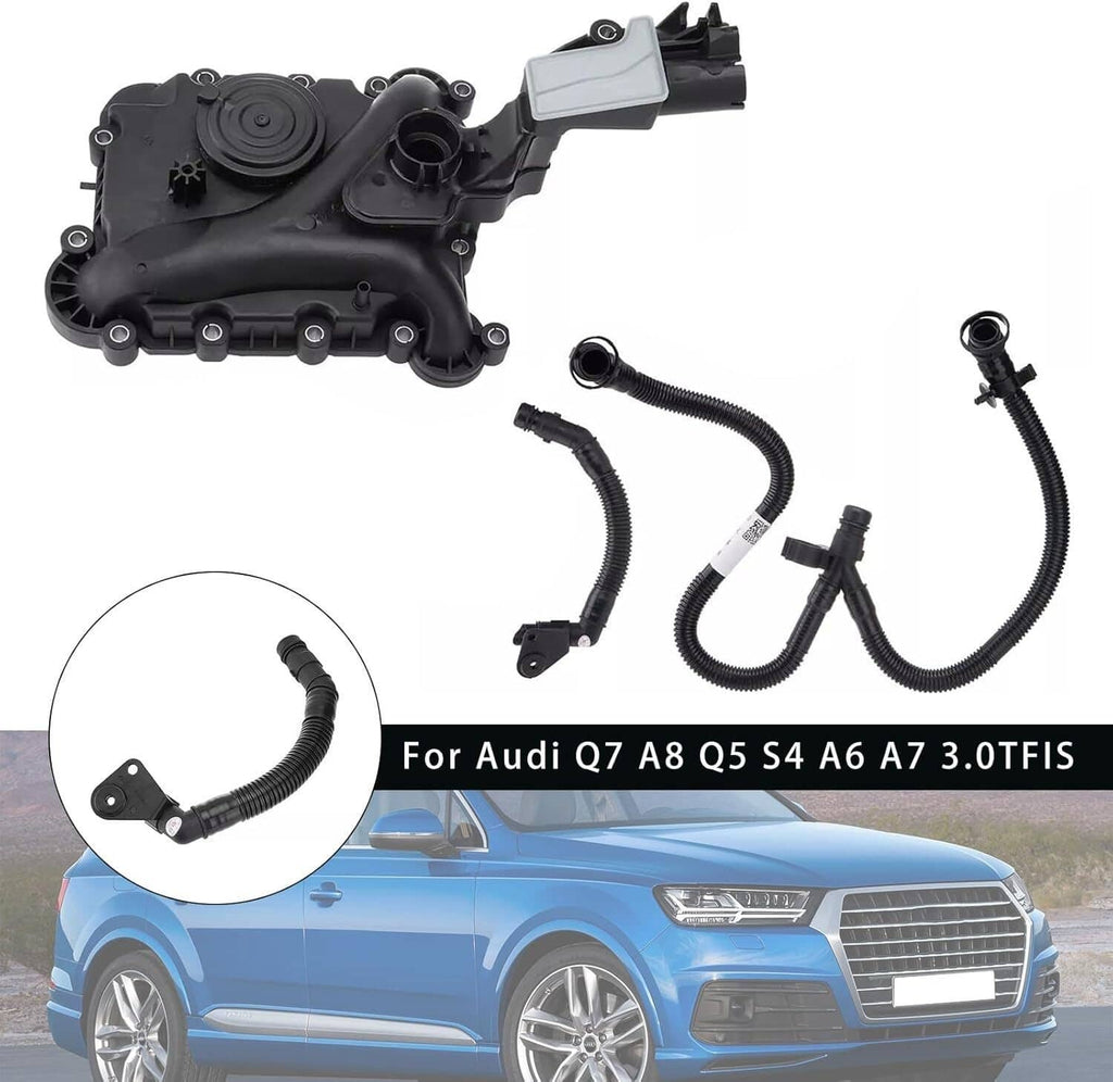 Oil separator PCV valve housing and black vacuum hose set with mounting bracket