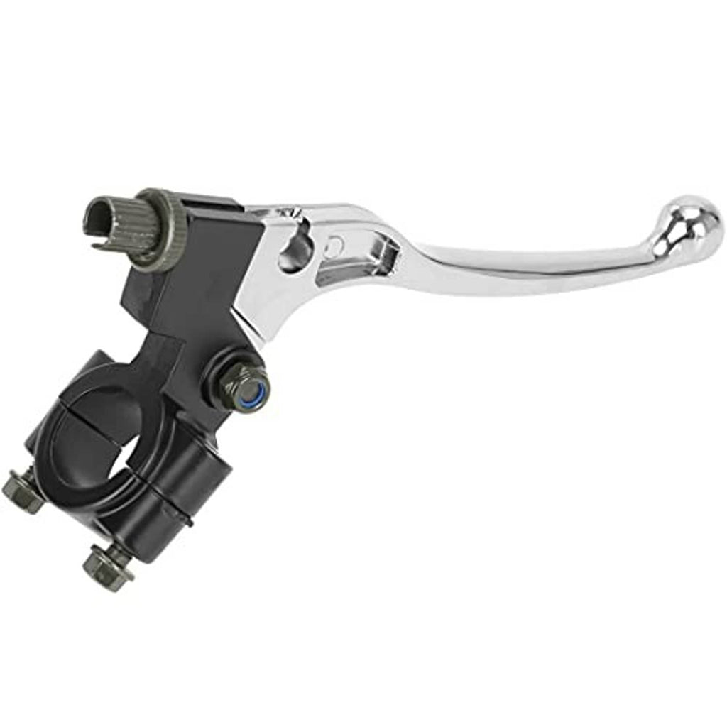 Left brake lever perch with chrome handle, black housing, and threaded mounting bolt