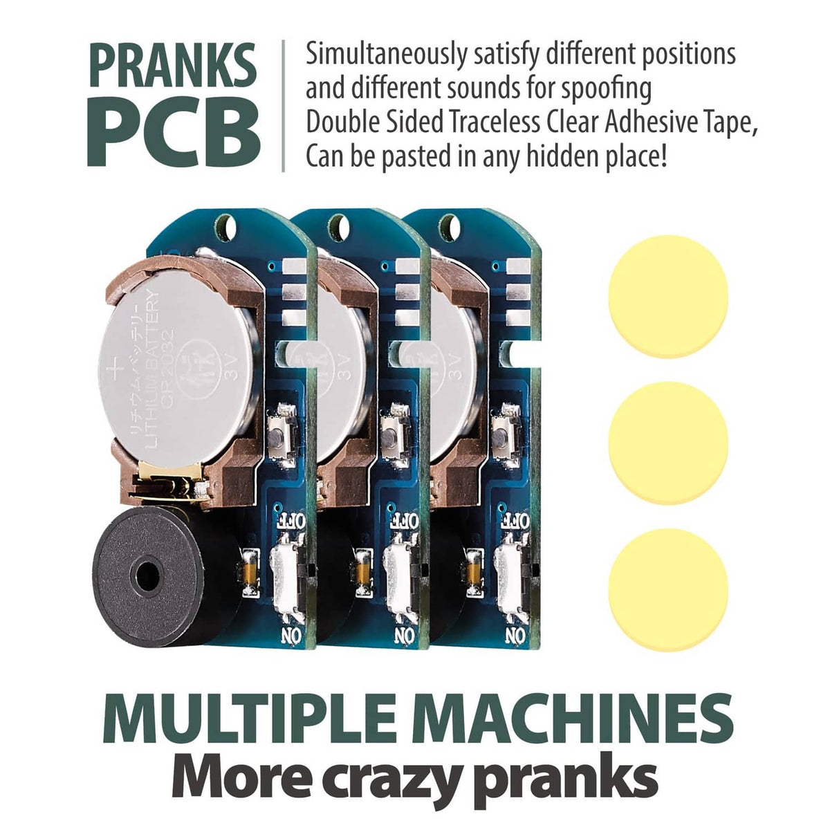 Blue prank noise maker set of three electronic boards with speaker disc and battery