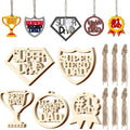 Unfinished wooden Father’s Day hanging ornaments set, 5 styles, laser-cut shapes