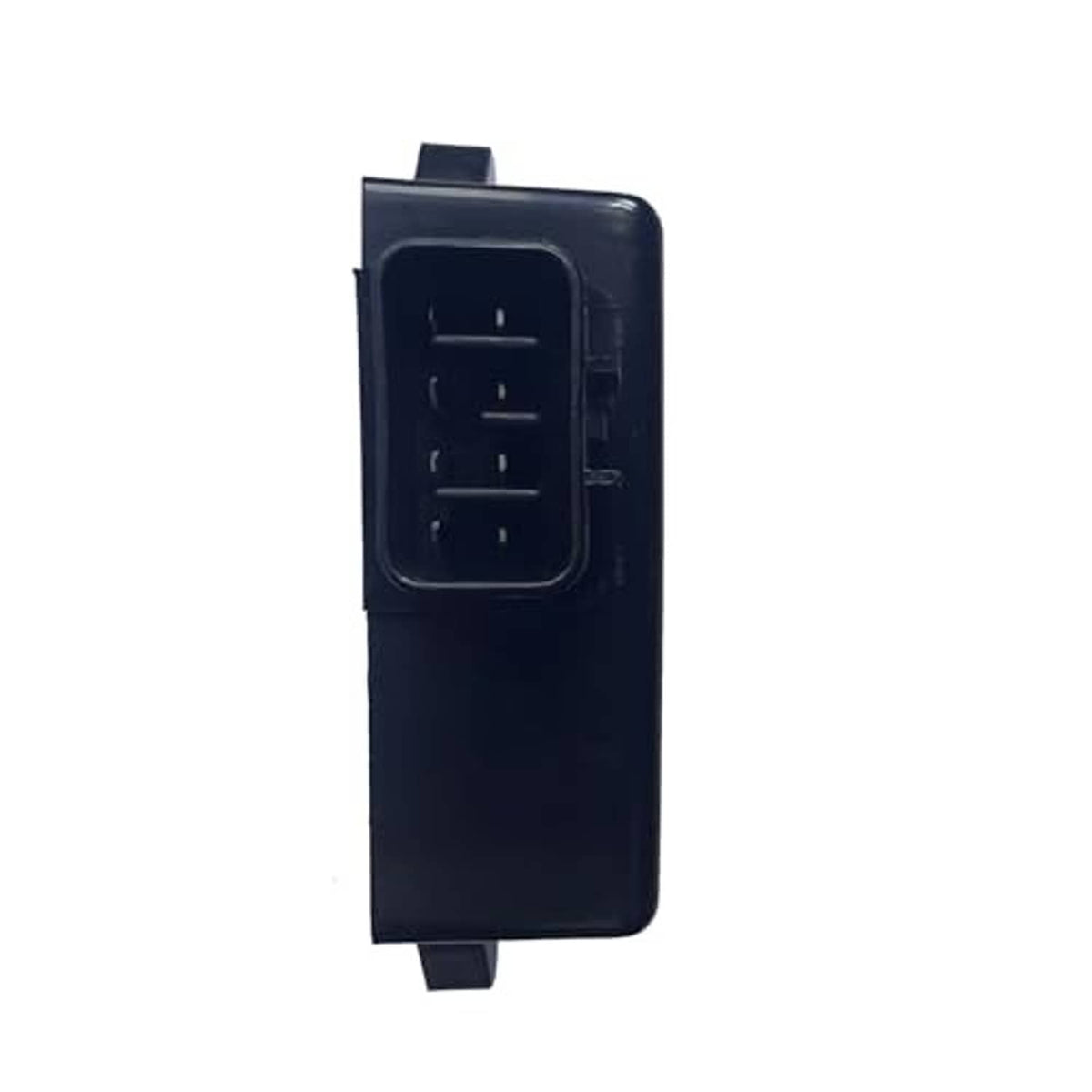 Ignition control module back view with multi-pin connector socket, dark plastic