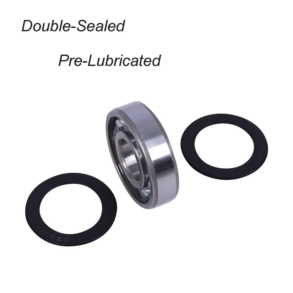 Pre-lubricated deep groove ball bearing with double rubber seal rings