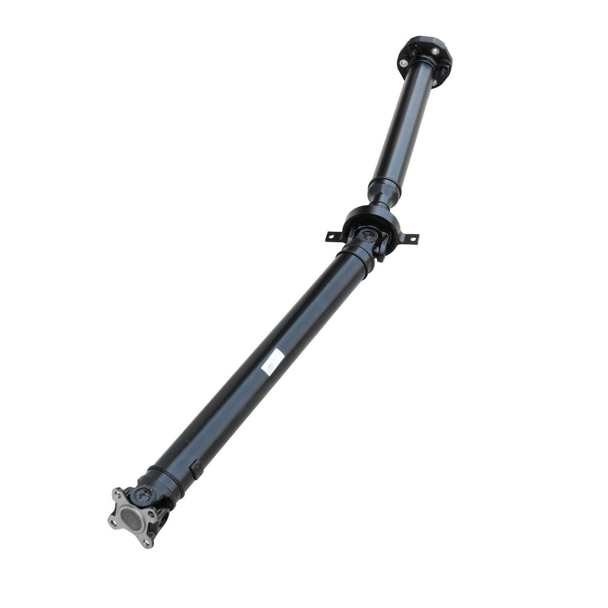 Rear drive shaft assembly showing full shaft with front and rear yokes