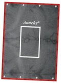Strike zone training backdrop with red border and gray mat, white target rectangle, 4 grommets
