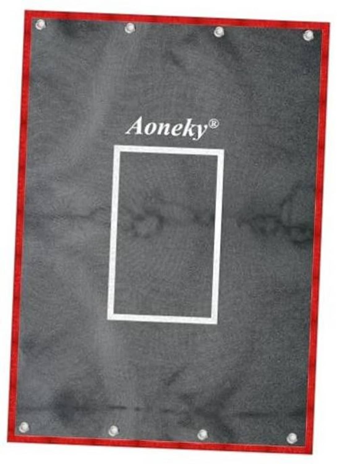 Strike zone training backdrop with red border and gray mat, white target rectangle, 4 grommets