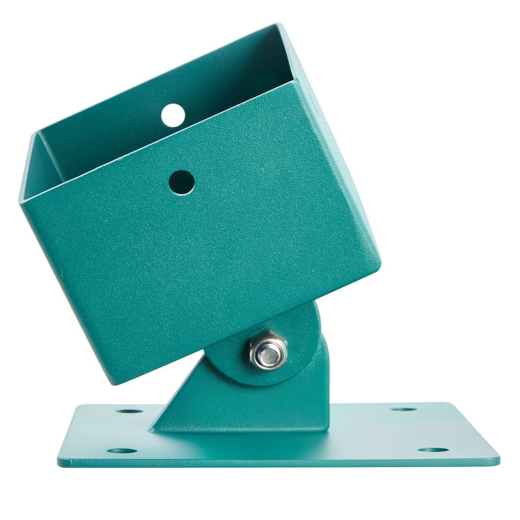 Teal swing set bracket with mounting plate and threaded bolt for secure installation