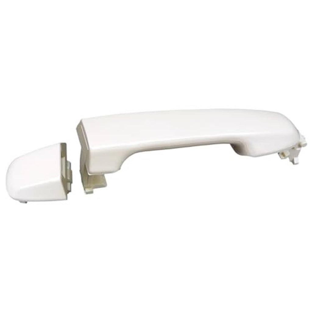 White exterior door handle with attached end cap, front right passenger side