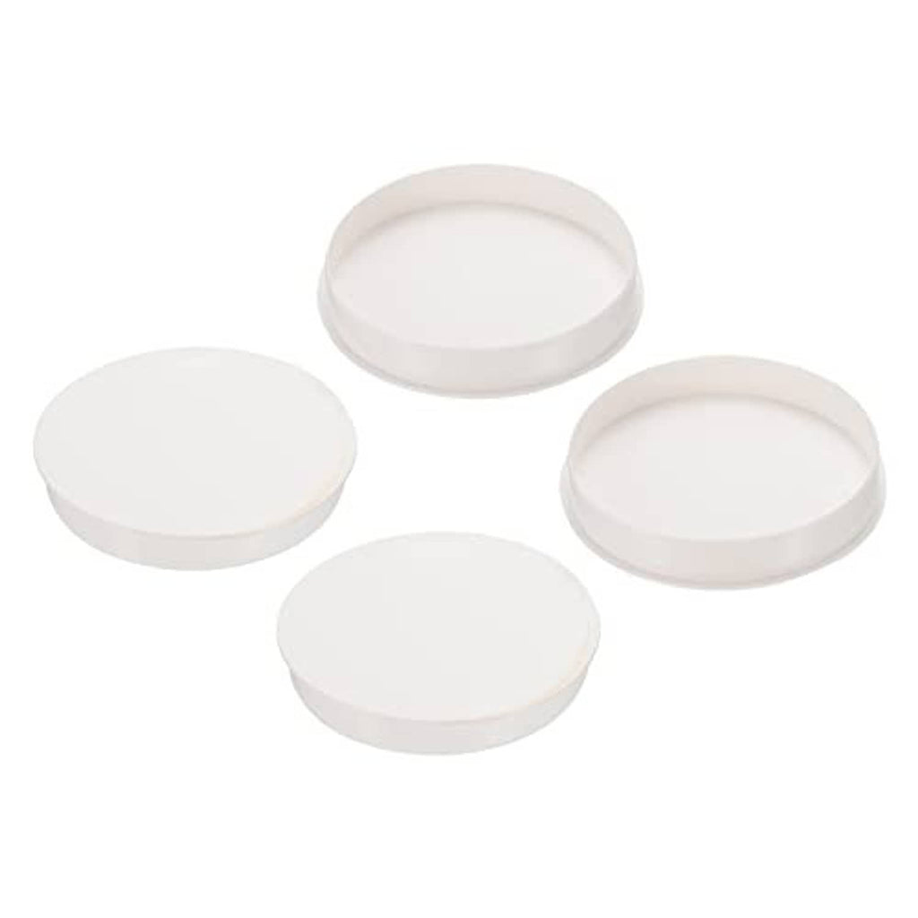 4-pack white round PVC plug couplings for pipe end sealing, furniture grade