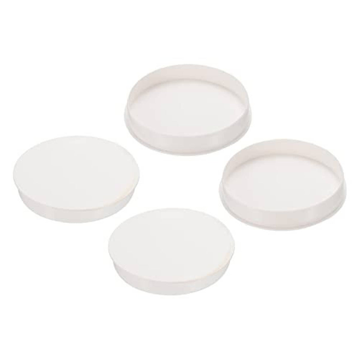 4-pack white round PVC plug couplings for pipe end sealing, furniture grade