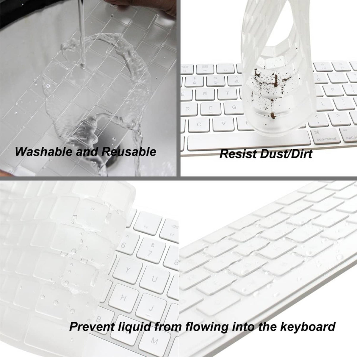 Transparent keyboard cover with water and dust protection features