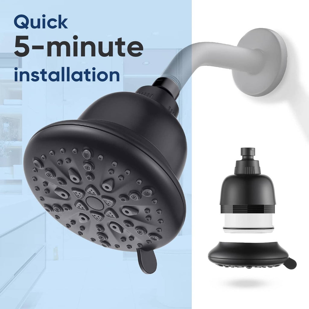Black Cobbe shower head with quick install and wall-mounted view