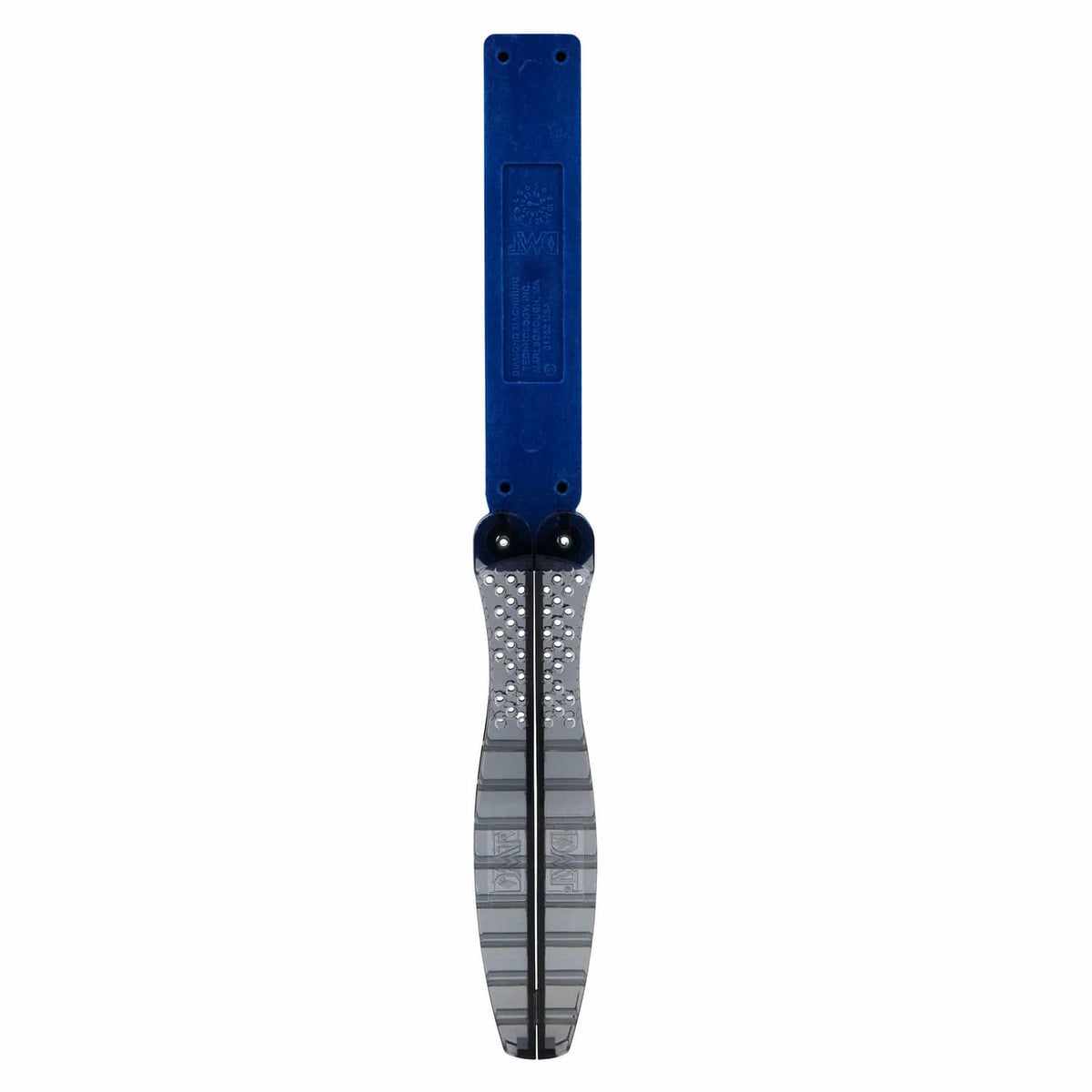 Blue folded portable double-sided sharpening stone with dotted pad surfaces