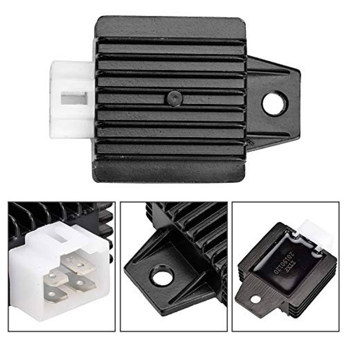 Ignition control module with black housing fins and white connector plug