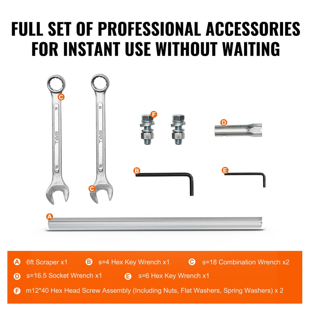 Power screed float parts kit with long 6ft blade board and included wrenches