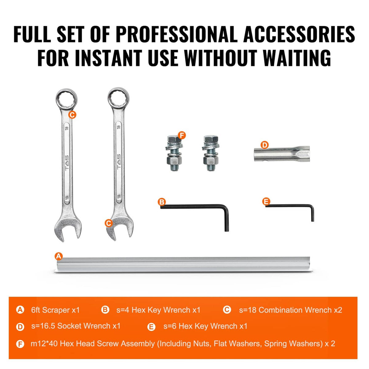 Power screed float parts kit with long 6ft blade board and included wrenches