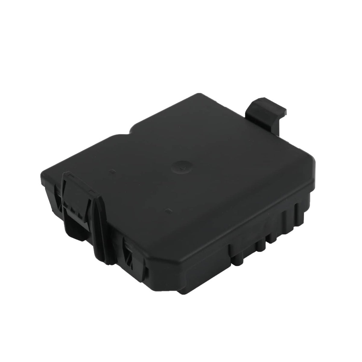 Rear liftgate control module, black plastic box with side connector block