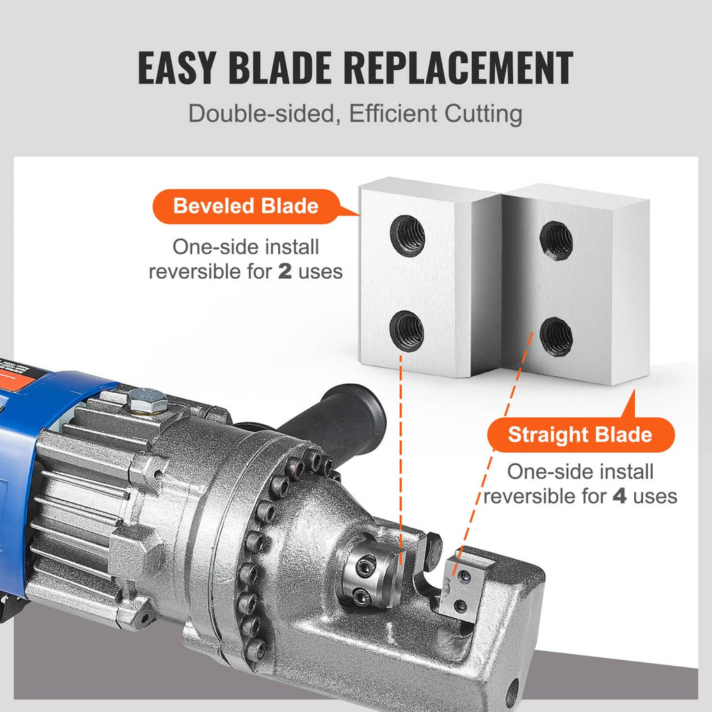 Replacement jaw blades for electric rebar cutter, straight and beveled blocks