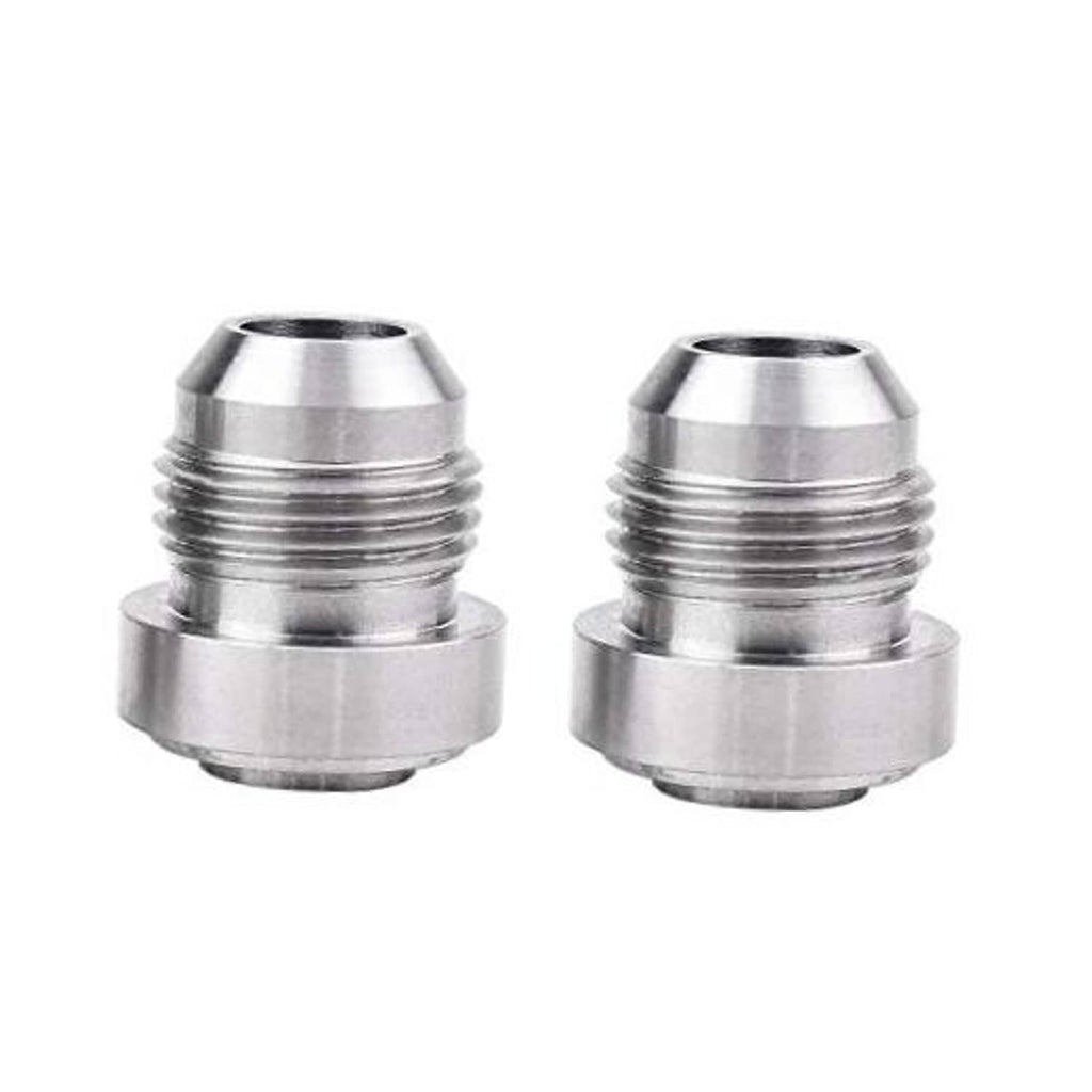 Stainless steel male weld-on bung fitting, 10AN size with threaded end
