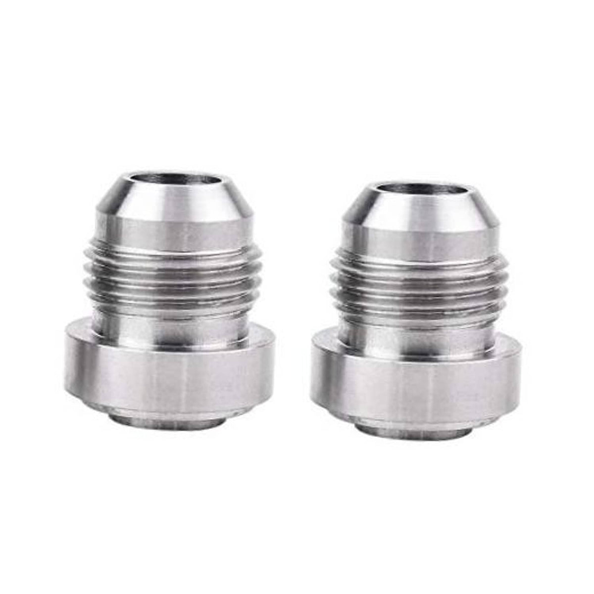 Stainless steel male weld-on bung fitting, 10AN size with threaded end