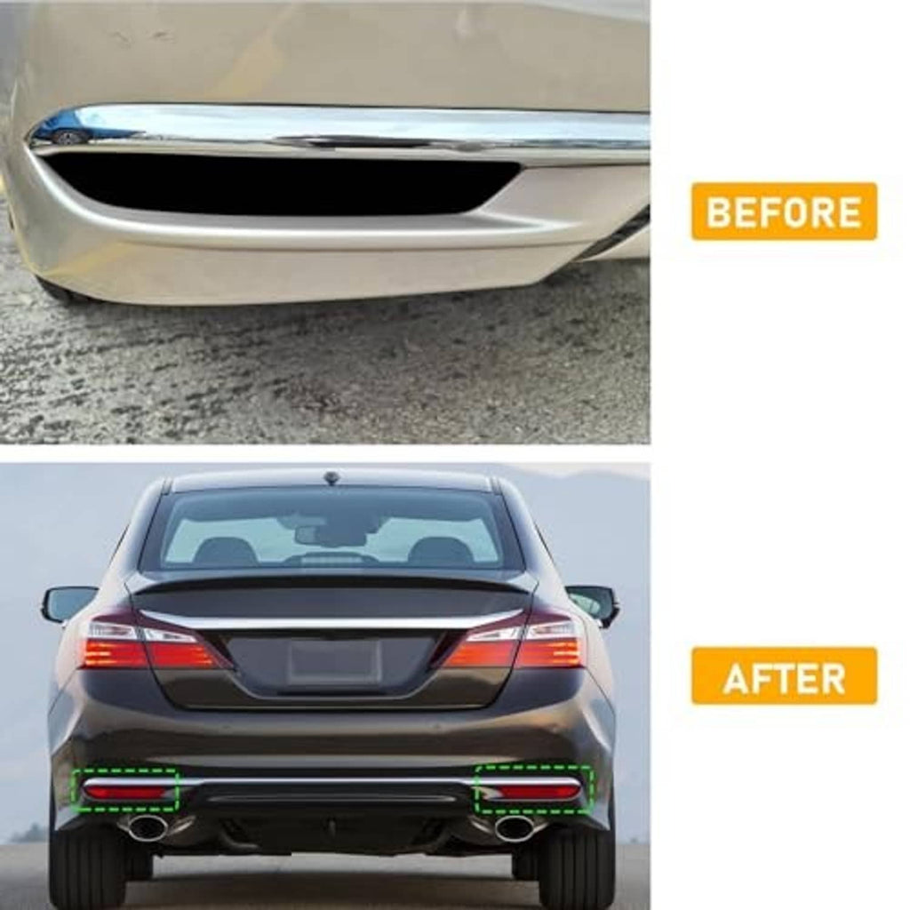 Red rear bumper reflector lens set for replacement, highlighted on rear bumper