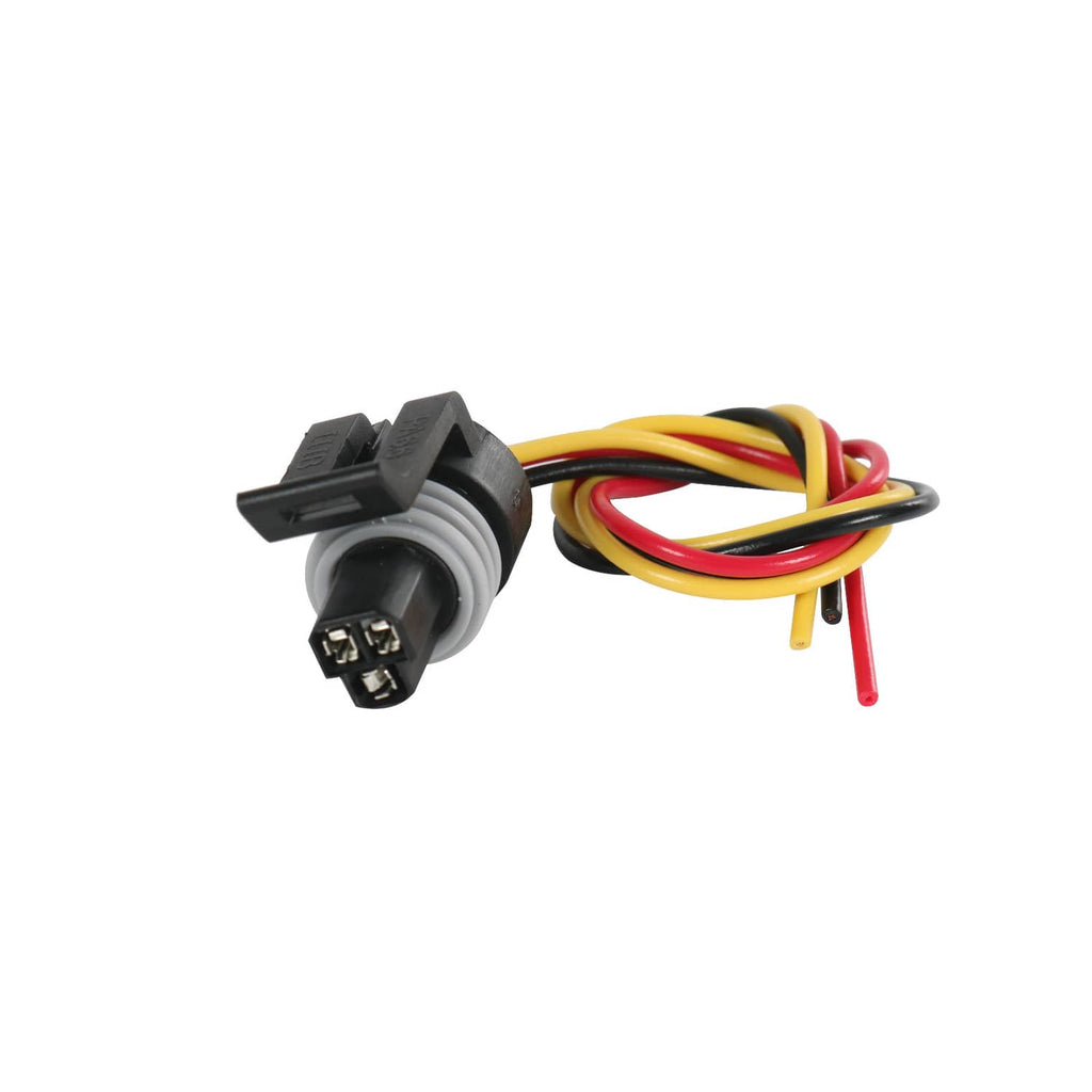 Fuel injection pressure regulator valve with wiring harness and electrical connector