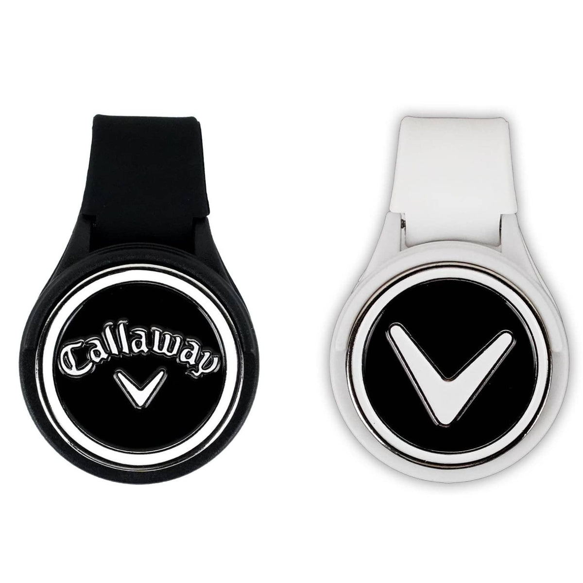 Magnetic hat marker clips, black and white, oval Callaway logos