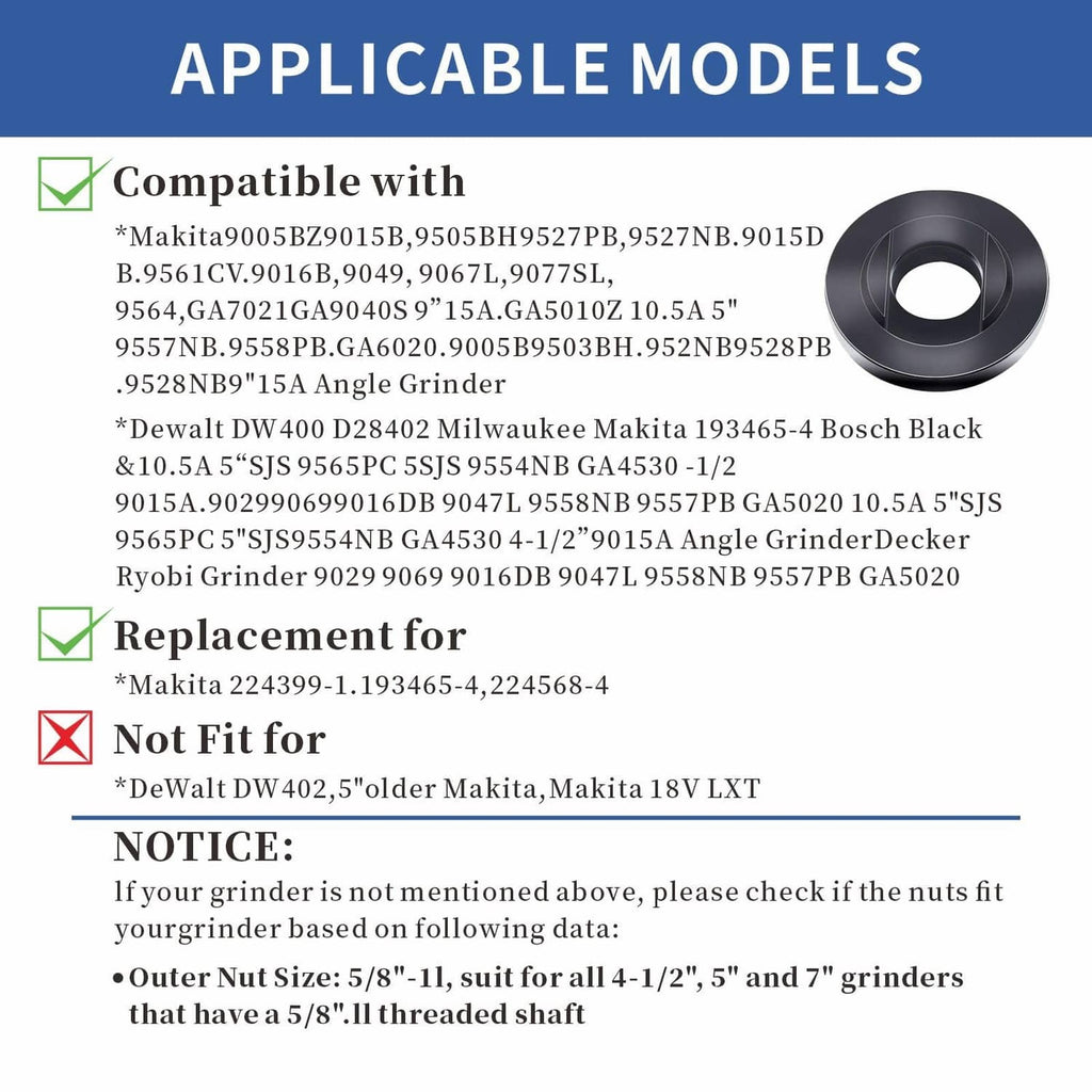 Black flange lock nut ring for angle grinder, sized for 5/8-11 applications